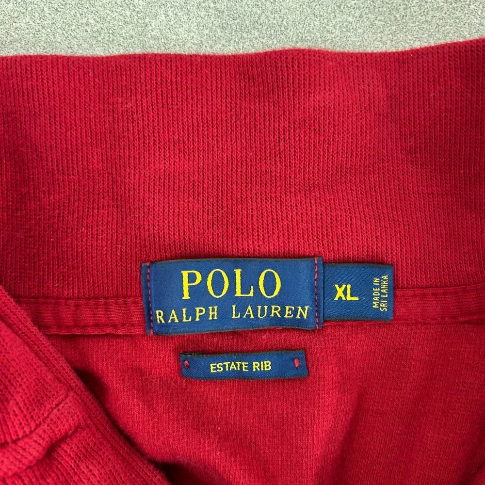 Polo Ralph Lauren Mens Red Cotton Estate‎ Rib Quarter Zip Pullover Sweatshirt XL